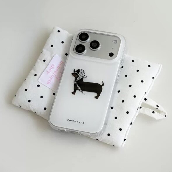 甜酷墨镜波点头巾腊肠狗适用iphone18Promax手机壳17/16plus创意14白色硬壳15Promax苹果13手机壳
