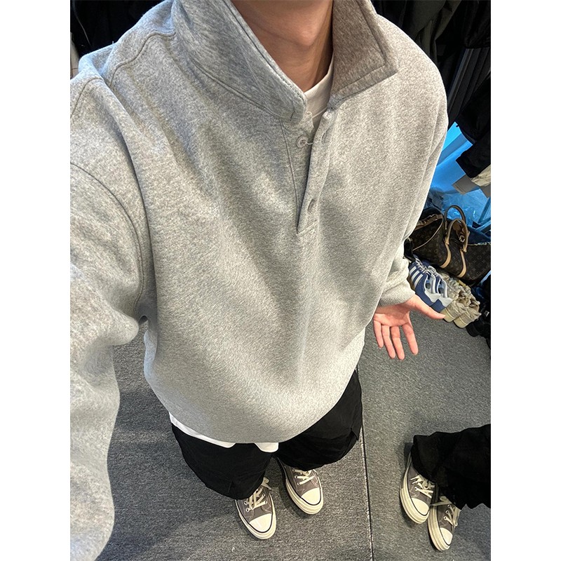 美式polo领卫衣男春秋痞帅高级感