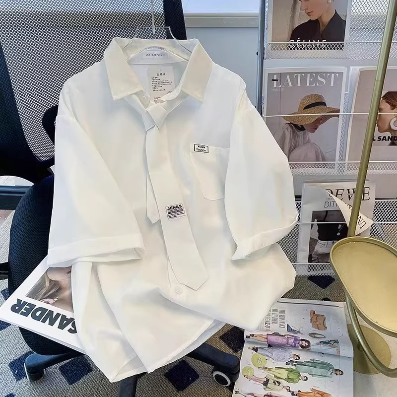 dk制服冰丝雪纺衬衫短袖男夏季薄