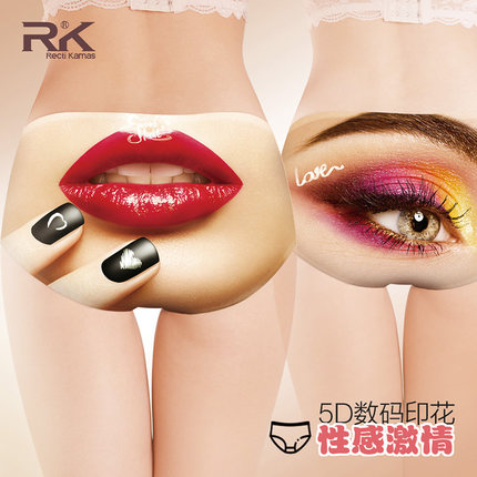 RK潮牌冰丝网孔透气性感主题卡通印花内裤女舒适中腰少女三角裤