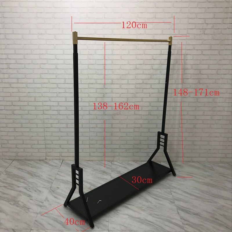 服装店展示架落地式钛金中岛架挂衣架单杠可调节男女童装货架金属