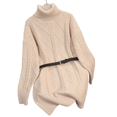 高领毛衣女秋冬收腰针织连衣裙女