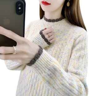 毛衣女款2025新款冬季针织上衣内搭女秋冬加绒加厚半高领打底衫女