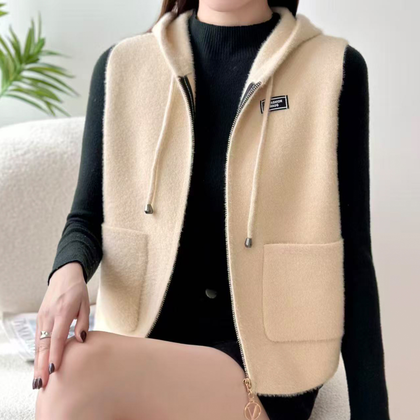 马甲女款2025新款冬连帽外套