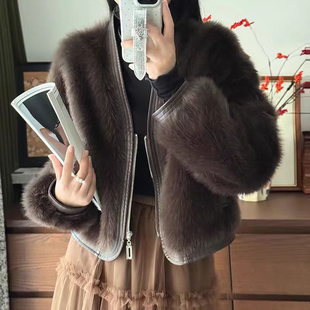 外套2026新款今年流行爆款皮毛一体小香风拉链仿水貂绒皮草上衣女