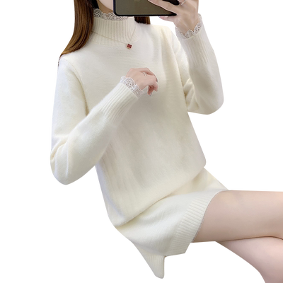 毛衣女款2025新款冬季中长款韩版小个子内搭女上衣加绒加厚打底衫