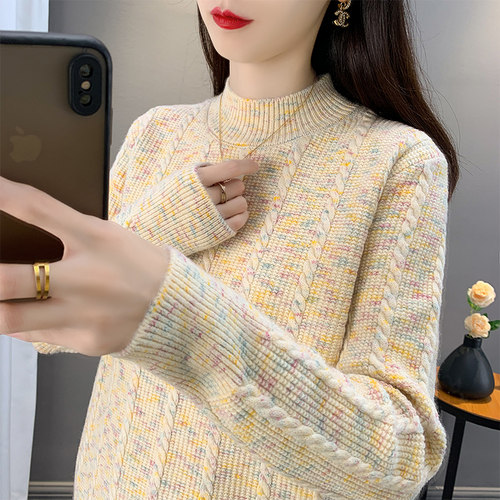 毛衣秋冬女内搭加厚半高领打底衫