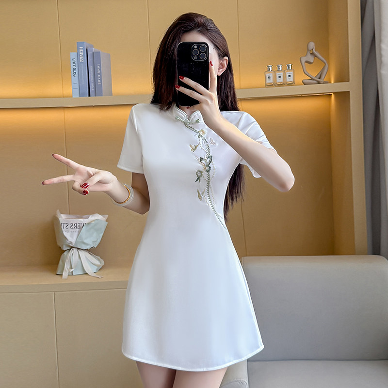 新中式改良旗袍裙短裤足疗女技师衣服柔式spa按摩足浴技师工作服