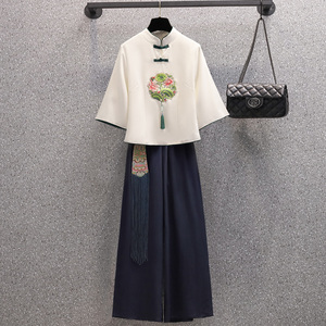 唐装女装日常汉服旗袍民国风茶服套装中医馆茶楼女技师采耳工作服