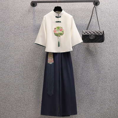 唐装女装日常汉服旗袍民国风茶服套装中医馆茶楼女技师采耳工作服