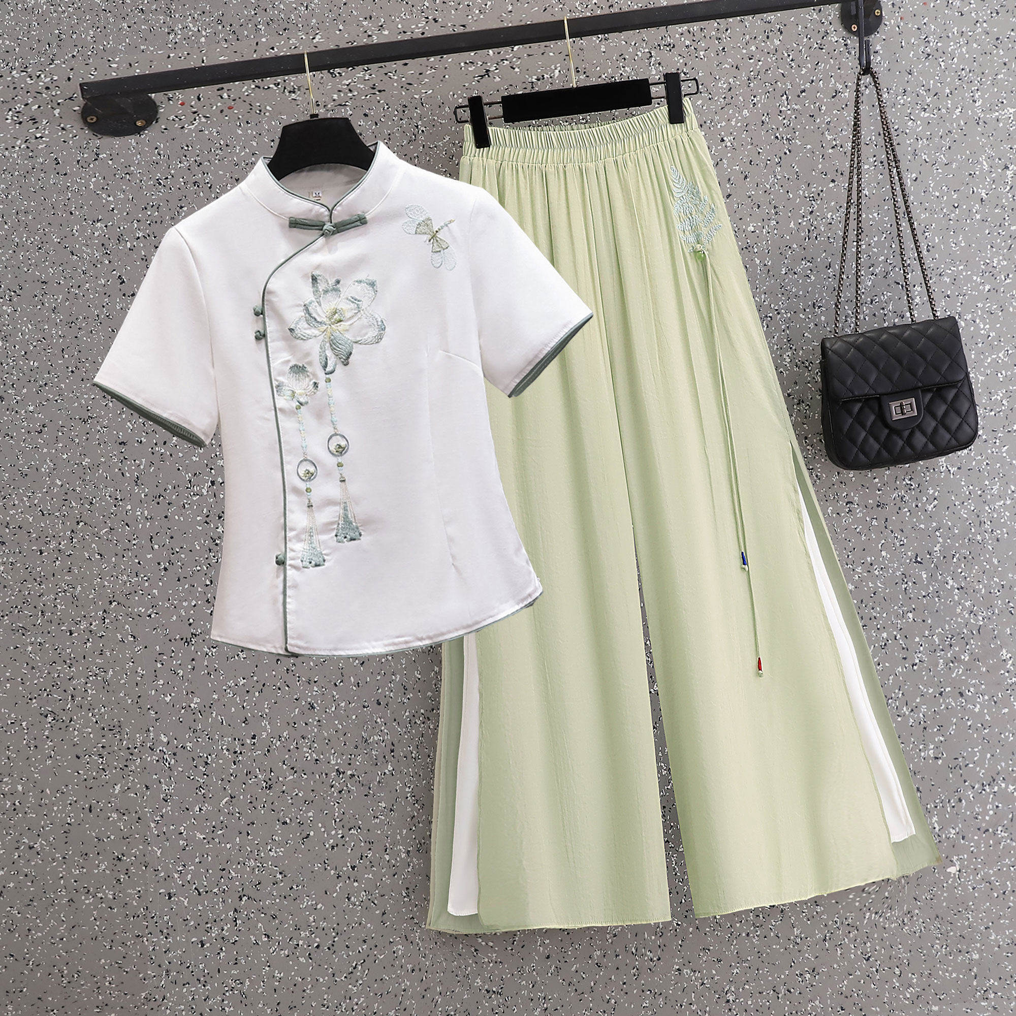 茶楼接待服女民国风两件套茶艺师美容师前台制服禅意学生服装班服