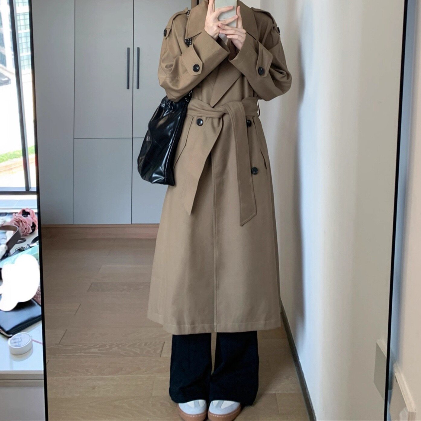 小个子风衣外套女2026新款韩系英伦风中长款休闲宽松高级感大衣