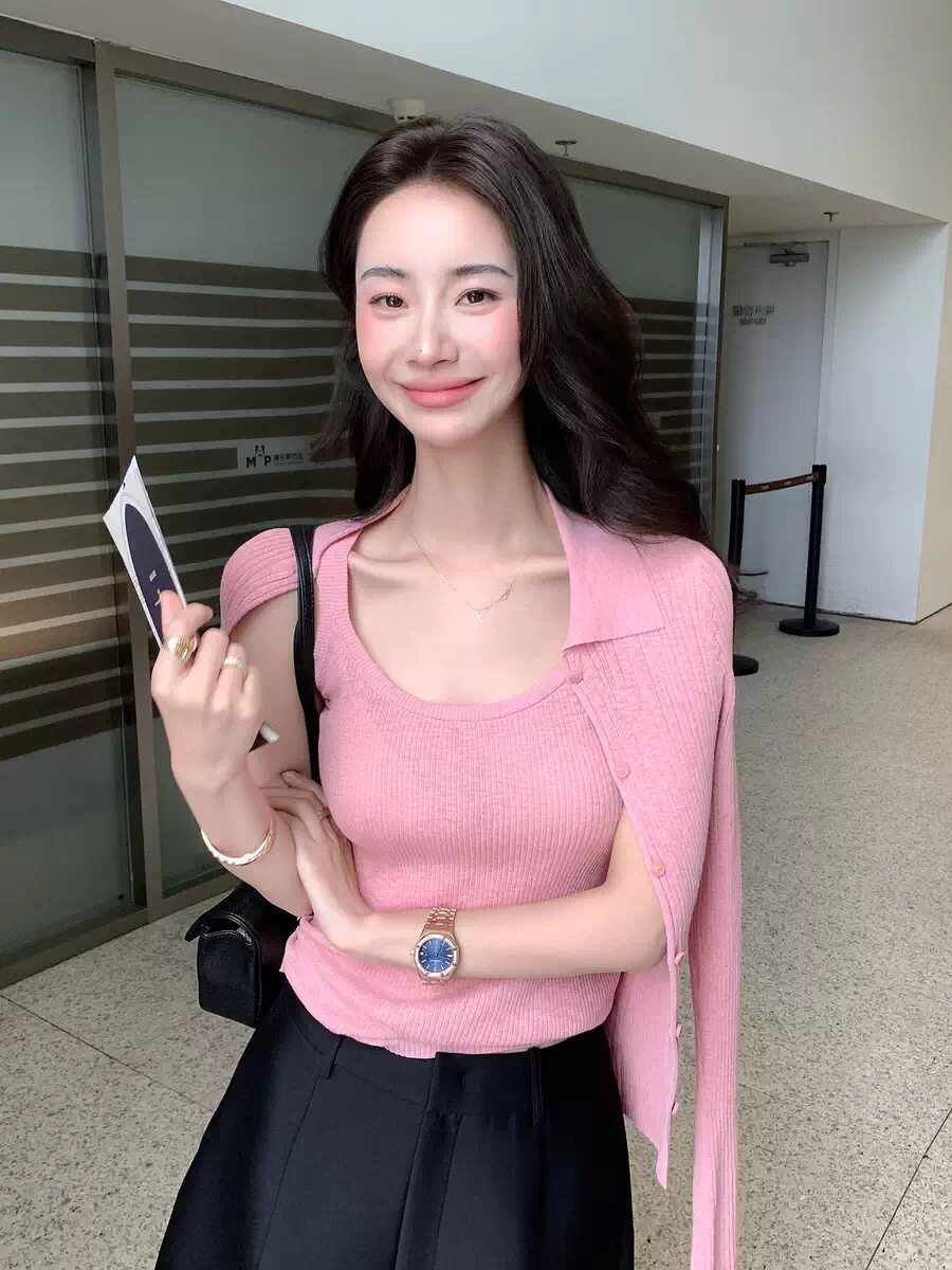 针织衫女款2026新款显瘦开衫韩版宽松休闲吊带两件套
