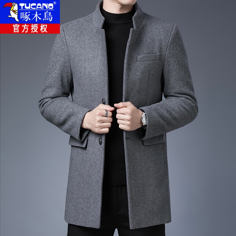 羊绒大衣男中长款韩版呢子双面呢秋冬季加厚毛呢外套商务休闲风衣