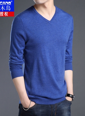 男士毛衣春秋款低领薄款中年针织打底衫22025年新款春季V领羊毛衫