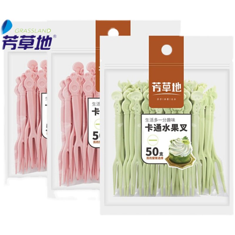 新款芳草地卡通一次性叉创意可爱水果叉/水果签