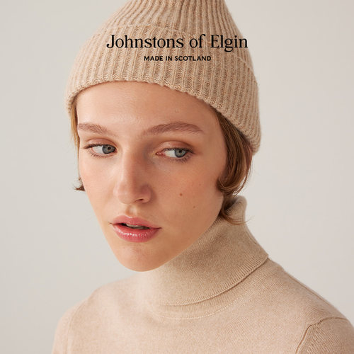 【特享6折】Johnstons of Elgin秋冬棱纹羊绒针织帽冷帽