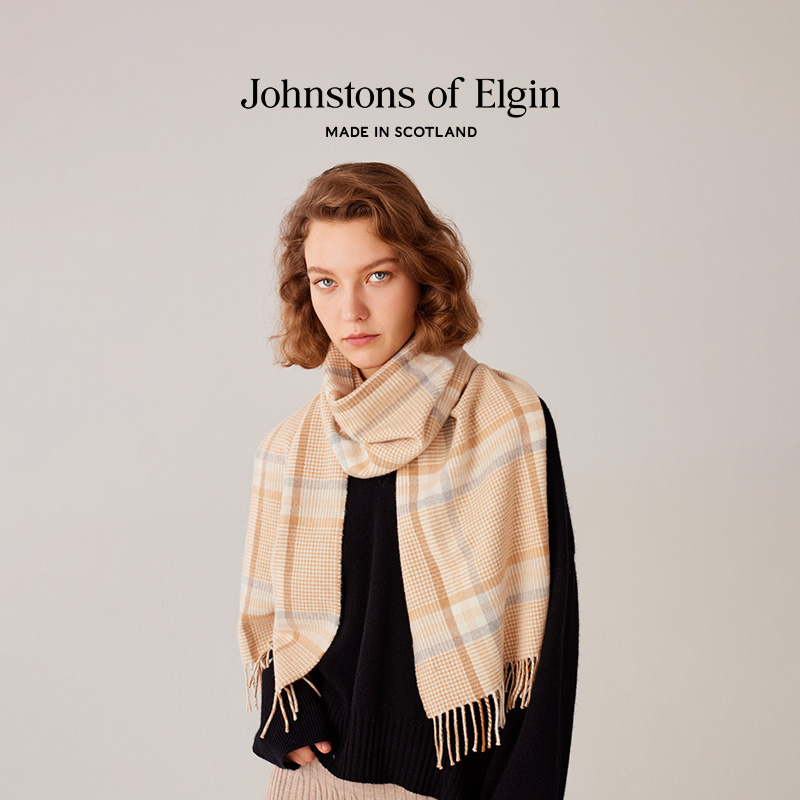 【特享6折】Johnstons of Elgin 美利奴羊毛围巾礼盒 格纹&纯色