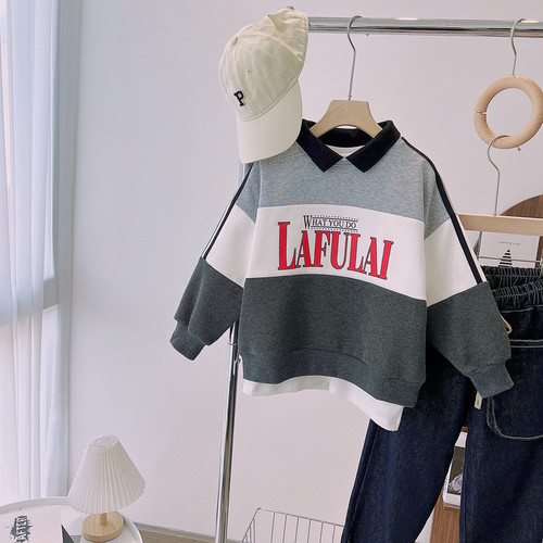 啦芙莱秋季男童女童棉韩版拼色