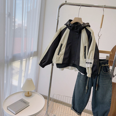 大E小e常规秋款连帽拼色外套