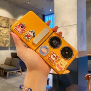 原装正品适用华为pocket2手机壳卡通可爱华为p50 pocket新款折叠屏超薄电镀皮壳分体华为pocket S支架防摔P60