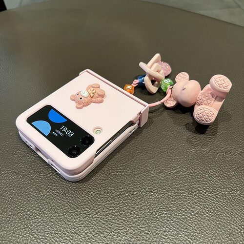 原装正品适用三星zflip4手机壳肤感ins网红可爱华为新款vivoxflip折叠屏防摔zflip3个性创意zfilp5卡通粉色领