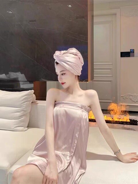 双面速干吸水洗澡浴巾女生性感浴裙浴帽浴袍套装可穿