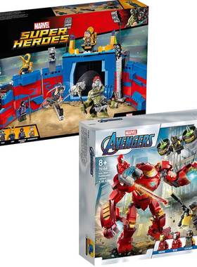 超级英雄76164钢铁侠装甲雷神大战绿巨人特工拼装中国76088积木男