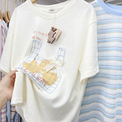 正版实拍！韩代款夏季新款水果印花短袖T恤女软妹风宽松软糯透气