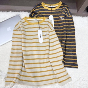 包邮 韩系氛围感条纹撞色磨毛感长袖 @CHO 软fufu ～ 趣味童心