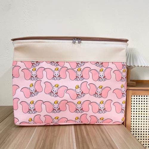 【55X40X40高】粉小飞象拉链款（带盖带钢圈）防潮一百升收纳筐