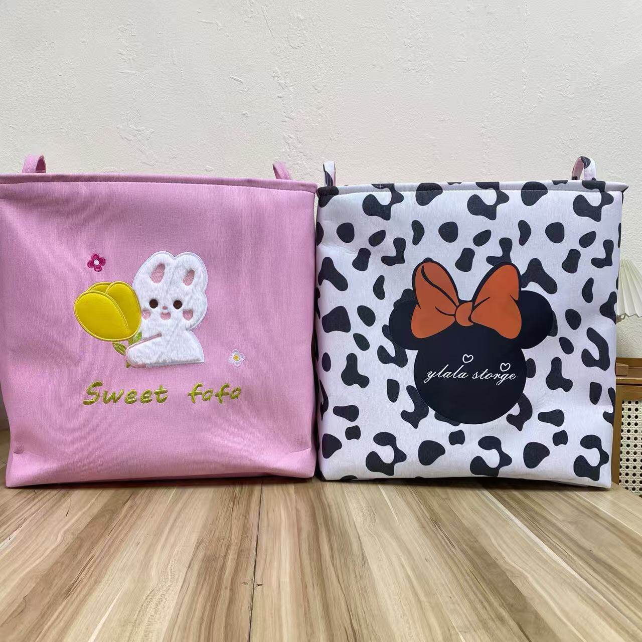 【50X40X50高】加厚100L牛奶纹粉发发兔大号棉被收口收纳筐,收纳整理,收纳筐,淘宝优惠券,粉丝福利购,淘宝优惠卷