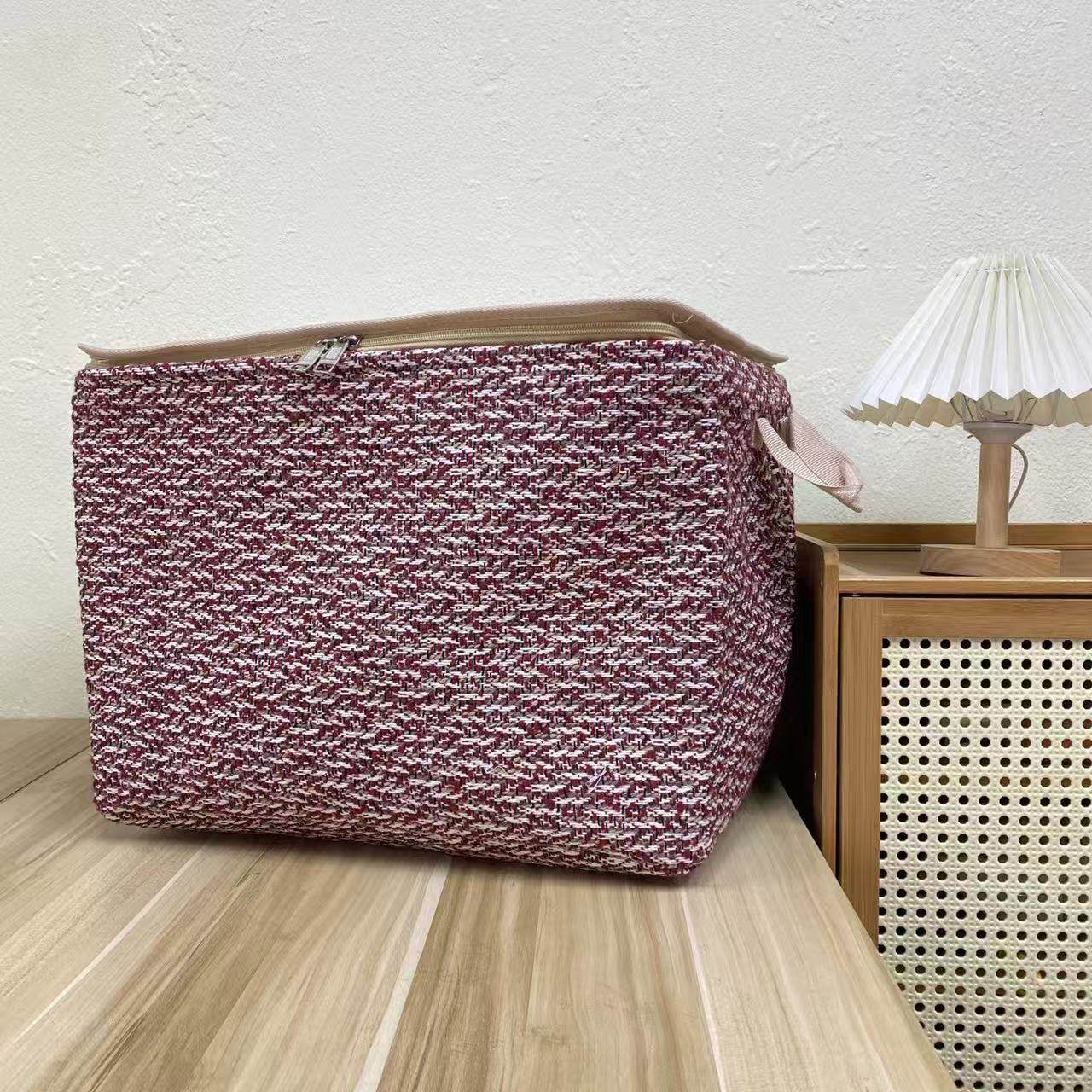 【45X35X30高】红棕小香拉链款（带盖带钢圈）防潮收纳袋收纳筐,收纳整理,收纳筐,淘宝优惠券,粉丝福利购,淘宝优惠卷