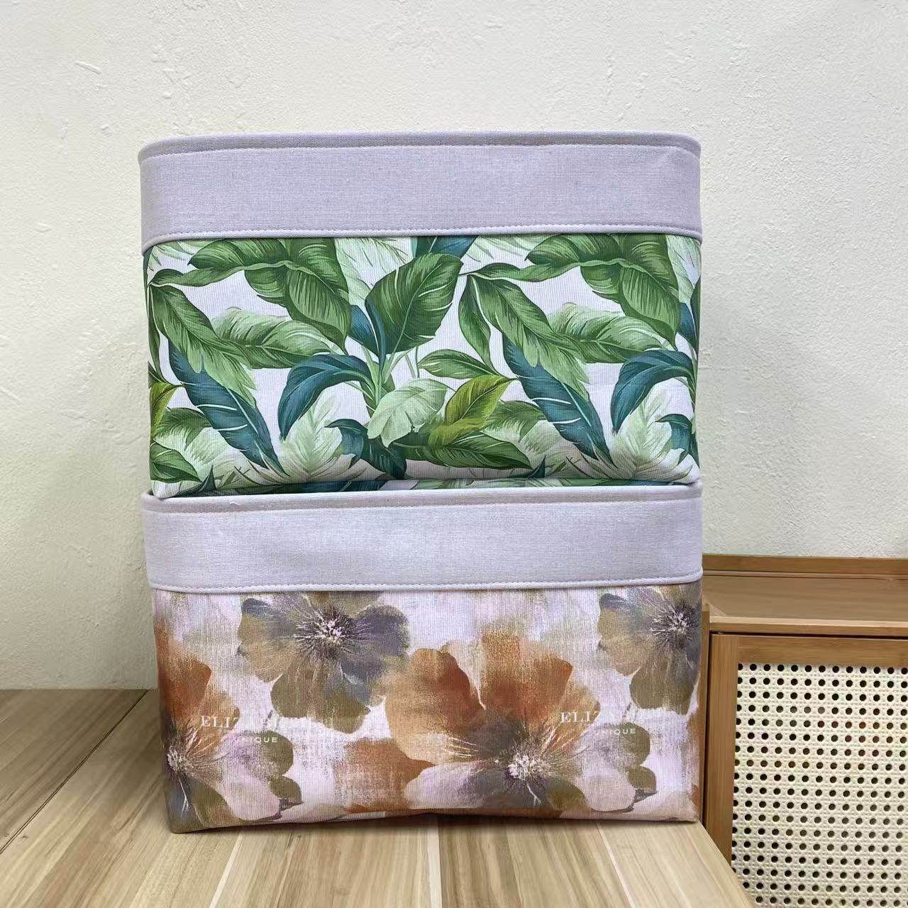 【50X40X35高】步步生花和北欧绿叶开口防潮收纳袋衣服玩具收纳筐,收纳整理,收纳筐,淘宝优惠券,粉丝福利购,淘宝优惠卷