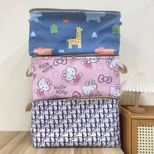 裤子专用【47X28X22高】拉链凯蒂猫防潮收纳袋带盖带钢圈收纳筐