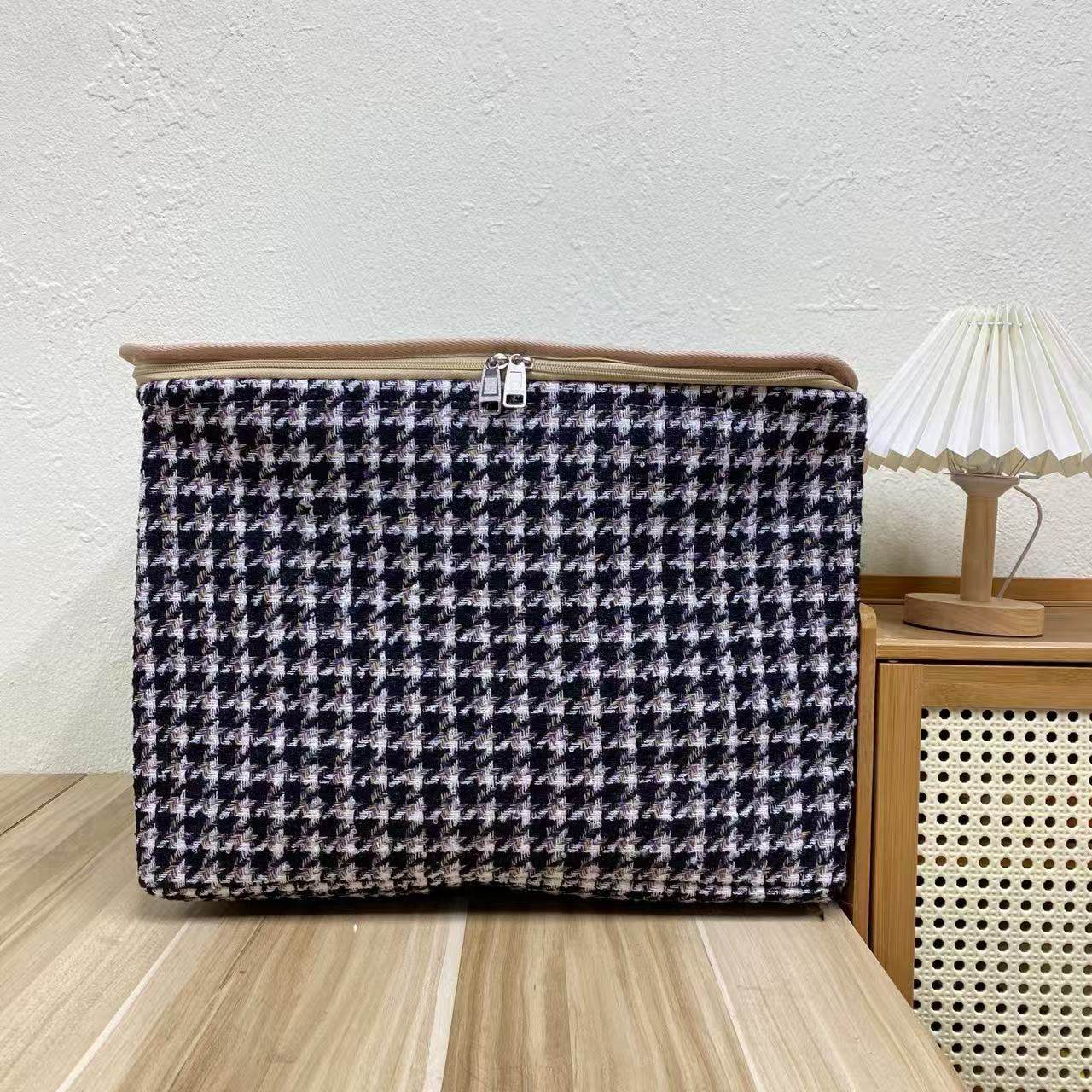 【45X35X30高】千鸟小香风拉链款（带盖带钢圈）防潮收纳袋收纳筐,收纳整理,收纳筐,淘宝优惠券,粉丝福利购,淘宝优惠卷