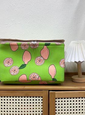 【35X25X20高】绿柠檬（带盖带钢圈）拉链款微瑕二十升内衣收纳筐