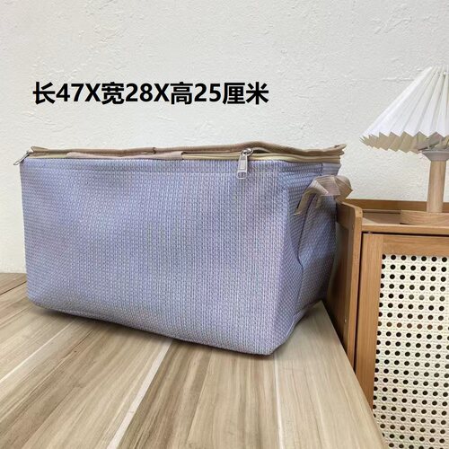 【47X28X25高】极简小香灰拉链（带盖带钢圈）防潮裤子衣服收纳筐