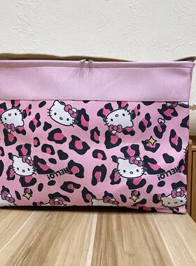 【55X40X40高】粉豹纹凯蒂拉链款（带盖带钢圈）防潮收纳袋收纳筐