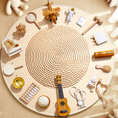 宝宝抓周用品周岁套装 一周岁男女孩布置现代道具全套原木抓阄地毯