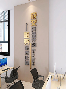 高级办公室装饰3d立体布置墙面励志标语房产中介墙贴公司企业文化