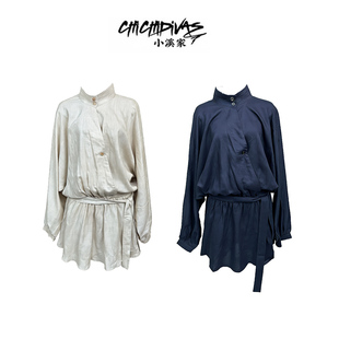 宽松休闲衬衫 慵懒风连体裙裤 通勤老钱风简约显瘦长袖 小溪家