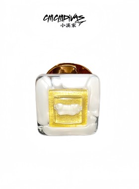 (小溪家）开口方形集合戒指重工金色小众高级欧美风