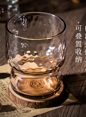 日本aderia进口玻璃水杯家用套装创意咖啡杯家用喝水果汁杯叠叠杯