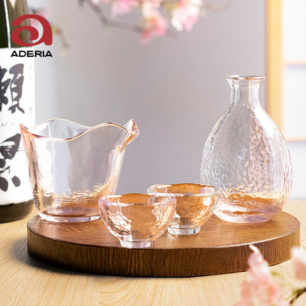 aderia日本进口津轻创意锤纹酒杯白酒杯分酒器料理耐热玻璃清酒壶