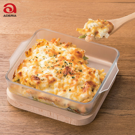 aderia日本进口耐高温不粘玻璃烤盘烤箱专用器皿蛋糕披萨模具家用