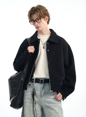 SRME老钱风短宽boxy版型420g重磅拉链clean fit连帽开衫卫衣夹克