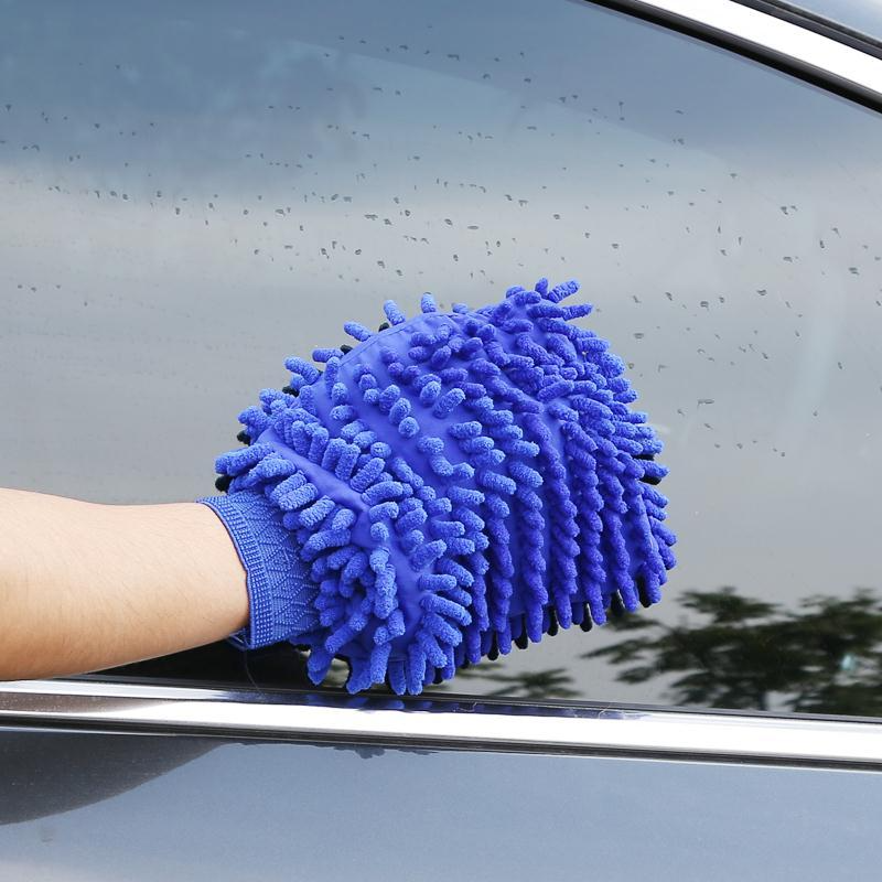 汽车洗车擦车双面雪尼尔手套抹布毛绒手套工具饰用品大全