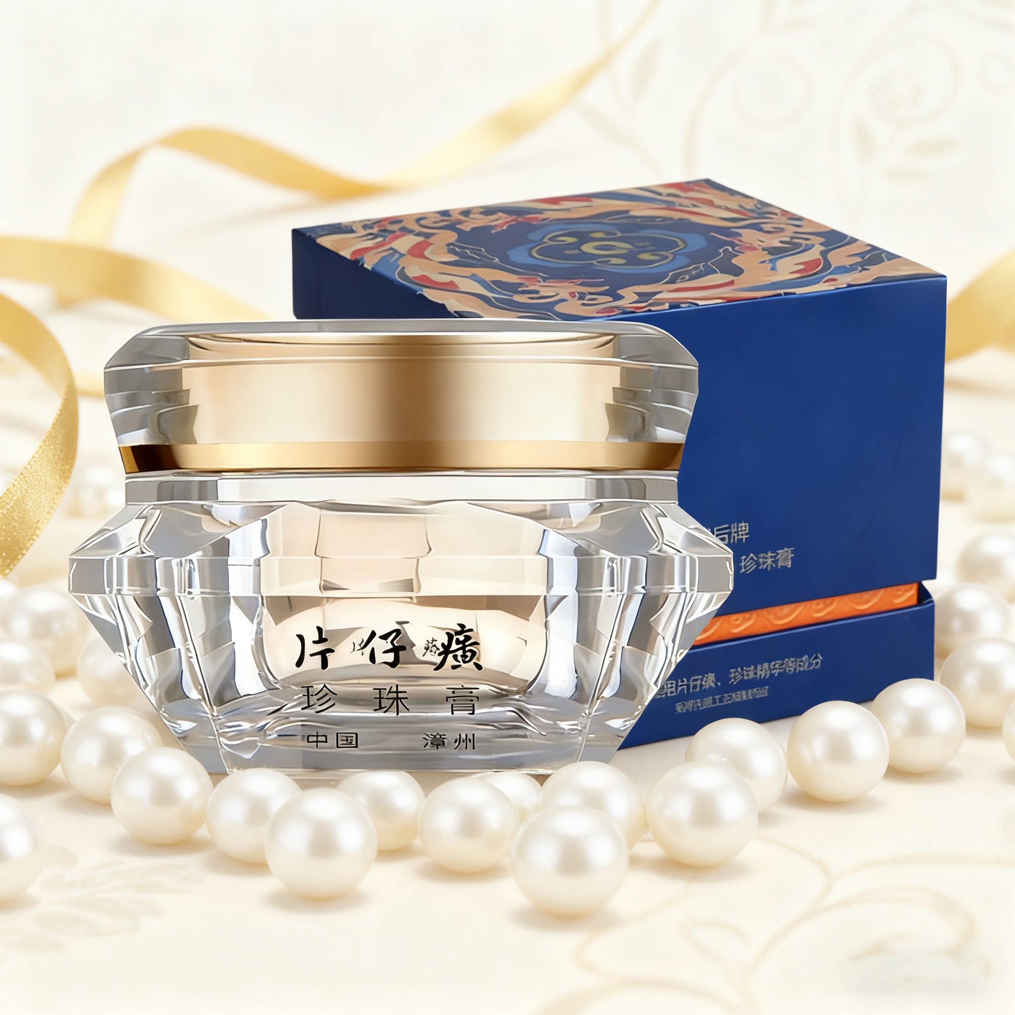 皇后牌片仔癀珍珠膏钻石瓶补水保湿舒缓紧致抗皱淡纹面霜国货正品