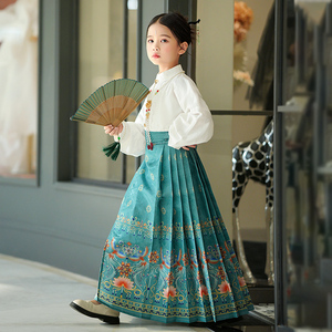 马面裙亲子装母子夏季可以上学穿的汉服夏日半身裙新中式穿搭薄款